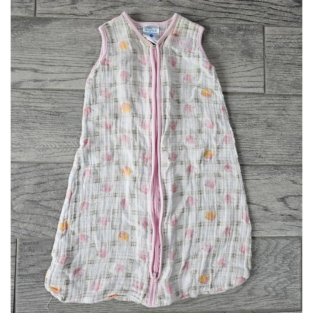 Baby Girl's Halo Sleep Sack Full Zip Up Elephants Pink Size Small Birth-6 Months